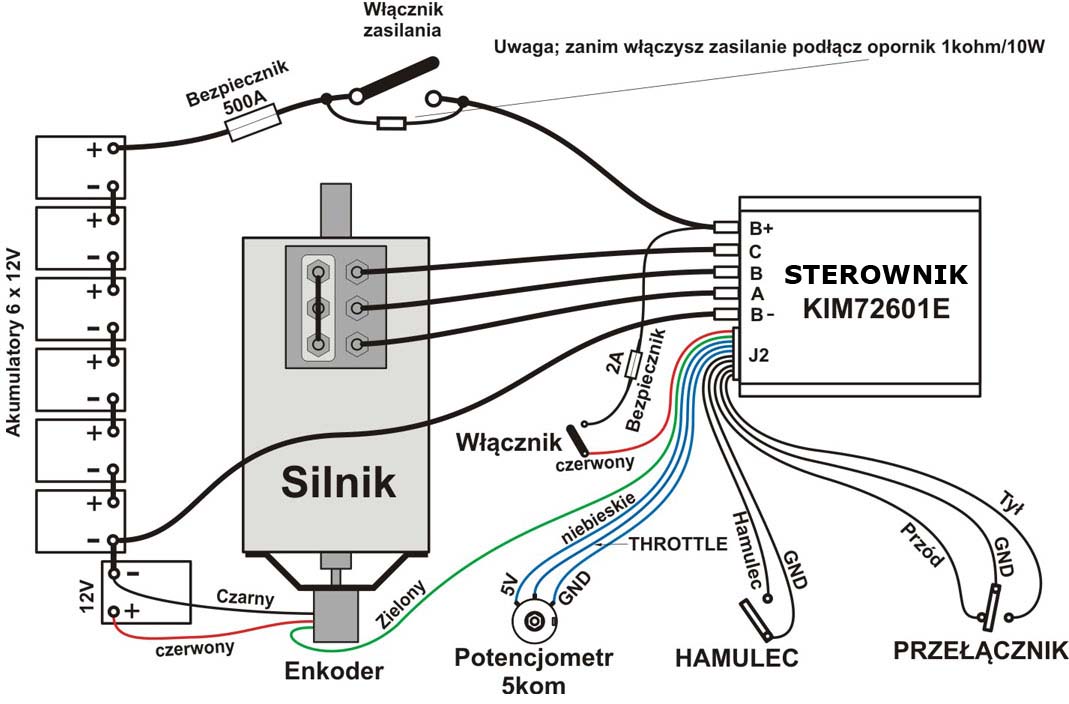 Regulator obrotów do silnika indukcyjnego KIM7260E - schemat połączeń