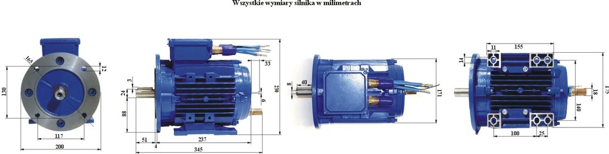 Silnik Indukcyjny 100kW - wymiary