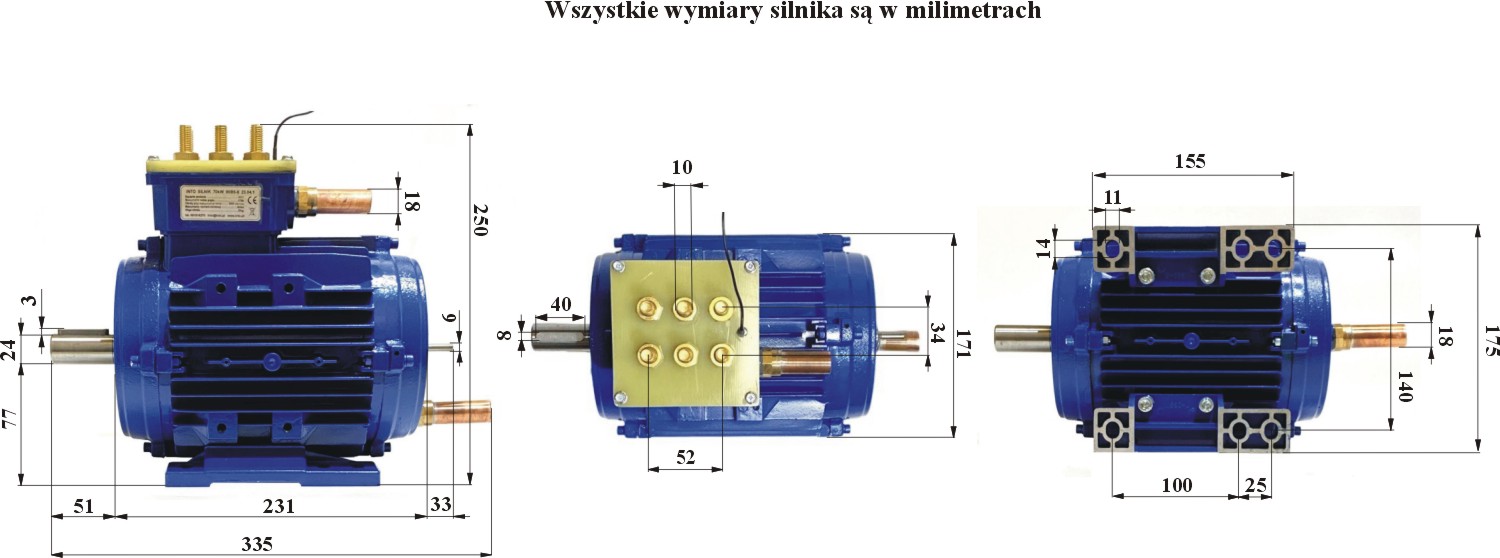 Silnik Indukcyjny 70kW - wymiary