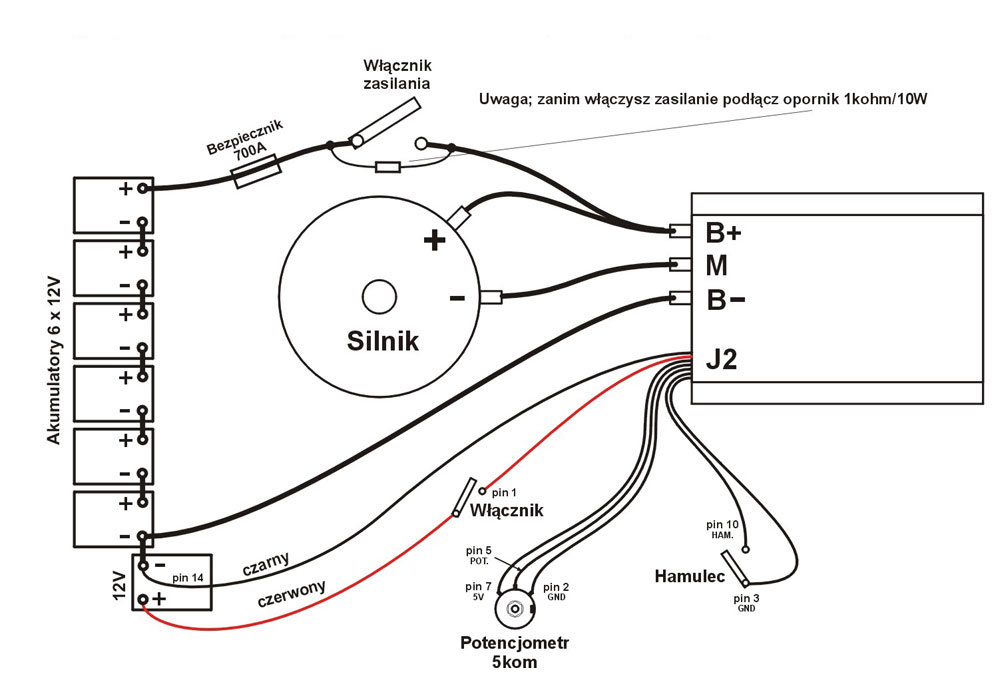 Schemat pod��czenia silnika z sterownikiem