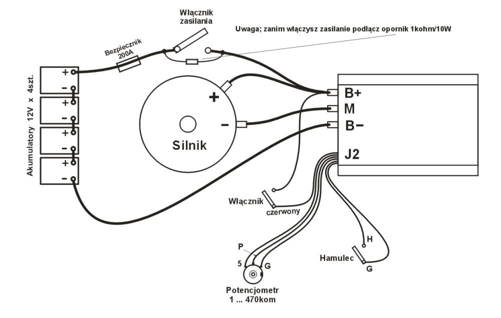 Schemat pod��czenia silnika z sterownikiem